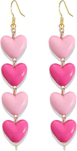 ONLYJUMP Valentine's Day Love Heart Dangle Earrings for Women Multi Interlocking Heart Dangle Earrings Acrylic Geometric Dangle Earrings Valentines Holiday Party in Saudi Arabia