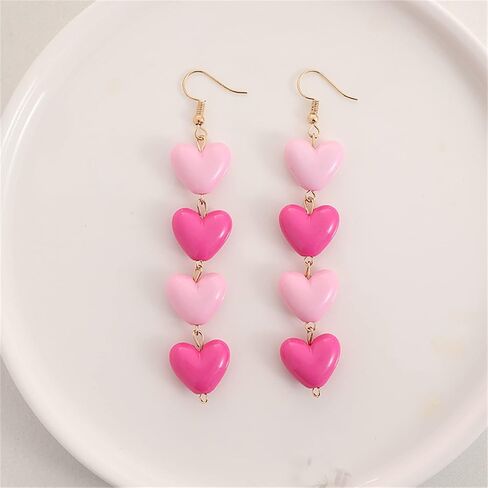 ONLYJUMP Valentine's Day Love Heart Dangle Earrings for Women Multi Interlocking Heart Dangle Earrings Acrylic Geometric Dangle Earrings Valentines Holiday Party in Saudi Arabia