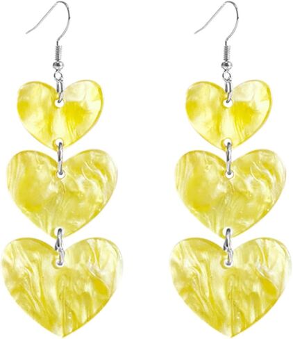 ONLYJUMP Valentine's Day Love Heart Dangle Earrings for Women Multi Interlocking Heart Dangle Earrings Acrylic Geometric Dangle Earrings Valentines Holiday Party in Saudi Arabia