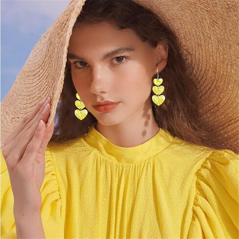 ONLYJUMP Valentine's Day Love Heart Dangle Earrings for Women Multi Interlocking Heart Dangle Earrings Acrylic Geometric Dangle Earrings Valentines Holiday Party in Saudi Arabia