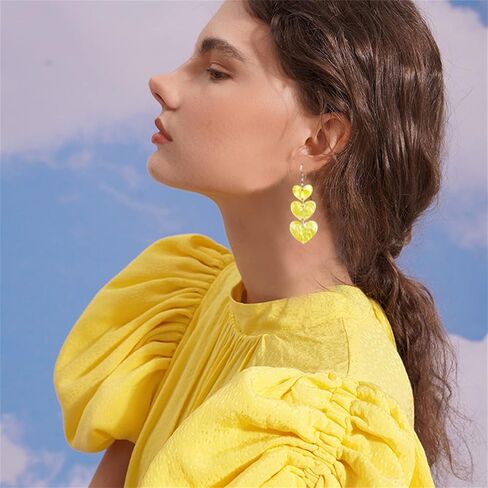 ONLYJUMP Valentine's Day Love Heart Dangle Earrings for Women Multi Interlocking Heart Dangle Earrings Acrylic Geometric Dangle Earrings Valentines Holiday Party in Saudi Arabia