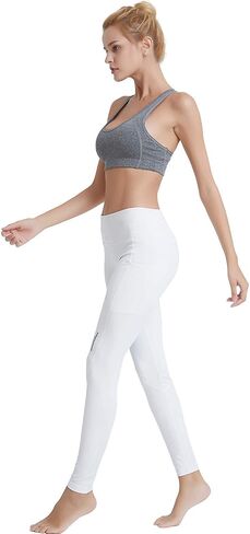 COOLOMG Women Leggings Breast Cancer Awareness Yoga Pants Pink Ribbon Tights with Side Pockets in Saudi Arabia