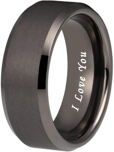 TUTISS 6mm 8mm Tungsten Rings for Men Women Couple Fashion Jewelry Engagement Wedding Bands Matte Beveled Edges I Love You Engraved Comfort Fit in Saudi Arabia