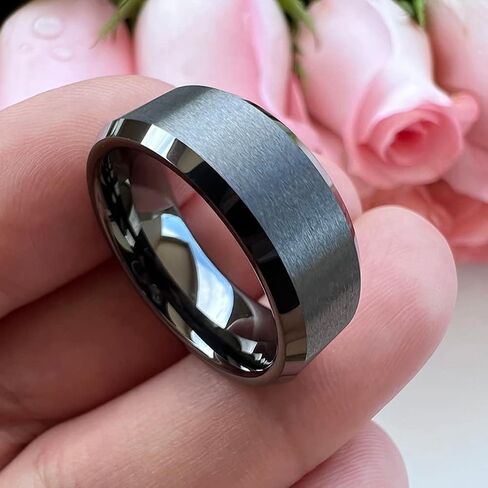 TUTISS 6mm 8mm Tungsten Rings for Men Women Couple Fashion Jewelry Engagement Wedding Bands Matte Beveled Edges I Love You Engraved Comfort Fit in Saudi Arabia