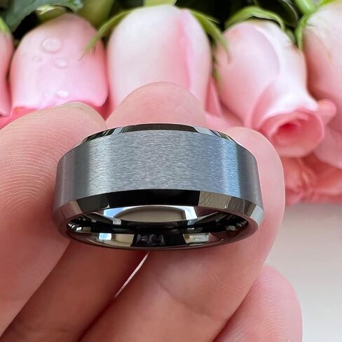 TUTISS 6mm 8mm Tungsten Rings for Men Women Couple Fashion Jewelry Engagement Wedding Bands Matte Beveled Edges I Love You Engraved Comfort Fit in Saudi Arabia