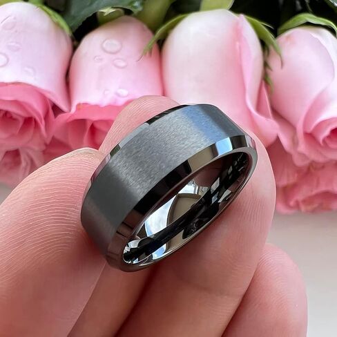 TUTISS 6mm 8mm Tungsten Rings for Men Women Couple Fashion Jewelry Engagement Wedding Bands Matte Beveled Edges I Love You Engraved Comfort Fit in Saudi Arabia