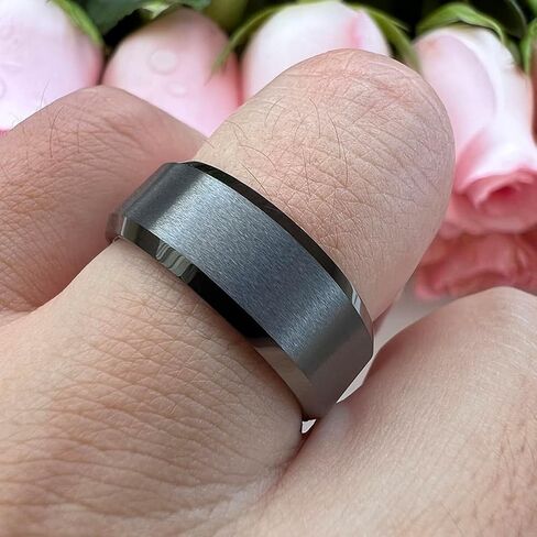 TUTISS 6mm 8mm Tungsten Rings for Men Women Couple Fashion Jewelry Engagement Wedding Bands Matte Beveled Edges I Love You Engraved Comfort Fit in Saudi Arabia