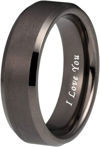 TUTISS 6mm 8mm Tungsten Rings for Men Women Couple Fashion Jewelry Engagement Wedding Bands Matte Beveled Edges I Love You Engraved Comfort Fit in Saudi Arabia