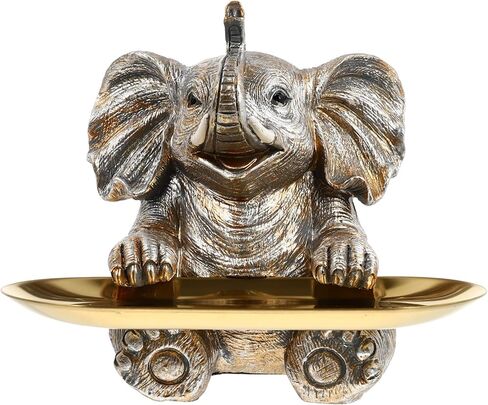 ويندومو مجموعة واحدة من طبق الحلوى بتصميم فيل الحظ والمجوهرات وحامل الخواتم لتغذية الطيور وحمامات المياه والمقبلات وصينية حلية للمنزل والحديقة والفناء الخارجي وديكور فضي in Kuwait