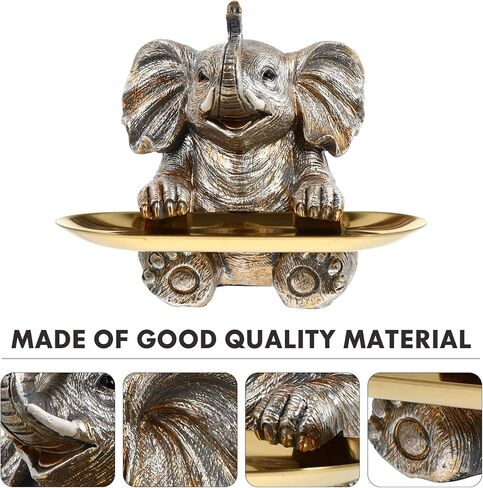 ويندومو مجموعة واحدة من طبق الحلوى بتصميم فيل الحظ والمجوهرات وحامل الخواتم لتغذية الطيور وحمامات المياه والمقبلات وصينية حلية للمنزل والحديقة والفناء الخارجي وديكور فضي in Kuwait