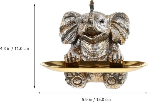ويندومو مجموعة واحدة من طبق الحلوى بتصميم فيل الحظ والمجوهرات وحامل الخواتم لتغذية الطيور وحمامات المياه والمقبلات وصينية حلية للمنزل والحديقة والفناء الخارجي وديكور فضي in Kuwait