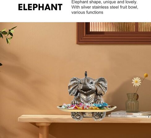 ويندومو مجموعة واحدة من طبق الحلوى بتصميم فيل الحظ والمجوهرات وحامل الخواتم لتغذية الطيور وحمامات المياه والمقبلات وصينية حلية للمنزل والحديقة والفناء الخارجي وديكور فضي in Kuwait