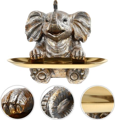 ويندومو مجموعة واحدة من طبق الحلوى بتصميم فيل الحظ والمجوهرات وحامل الخواتم لتغذية الطيور وحمامات المياه والمقبلات وصينية حلية للمنزل والحديقة والفناء الخارجي وديكور فضي in Kuwait
