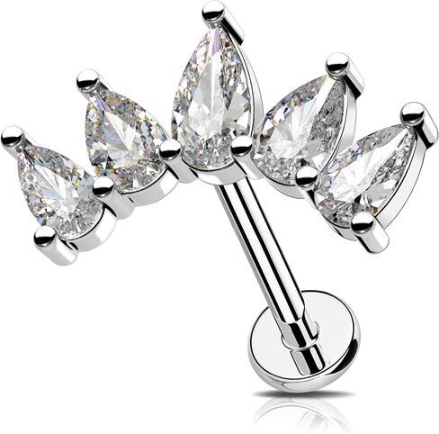 Melighting Helix Earring 16G Curved Cartilage Earring Internally Threaded Stainless Steel 316L Tragus Piercing Jewelry Clear CZ 8mm Earring Stud for Women in Saudi Arabia