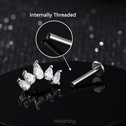 Melighting Helix Earring 16G Curved Cartilage Earring Internally Threaded Stainless Steel 316L Tragus Piercing Jewelry Clear CZ 8mm Earring Stud for Women in Saudi Arabia