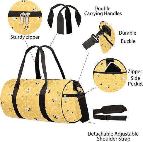 حقيبة السفر من القماش الخشن من هوني بيز، حقيبة رياضية لطيفة بامبليبي مع حزام قابل للتعديل للعطلة الليلية حقيبة حمل للرجال والنساء، متعددة, مالتي in Kuwait