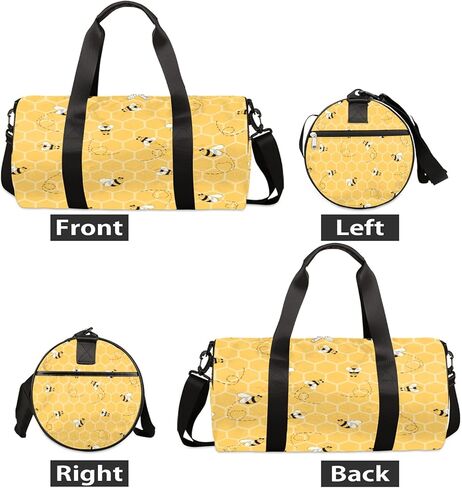 حقيبة السفر من القماش الخشن من هوني بيز، حقيبة رياضية لطيفة بامبليبي مع حزام قابل للتعديل للعطلة الليلية حقيبة حمل للرجال والنساء، متعددة, مالتي in Kuwait