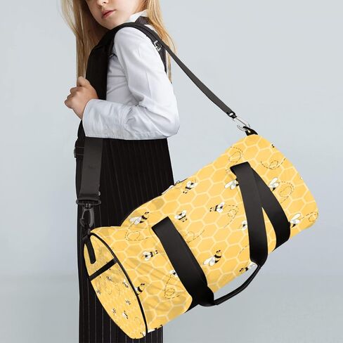 حقيبة السفر من القماش الخشن من هوني بيز، حقيبة رياضية لطيفة بامبليبي مع حزام قابل للتعديل للعطلة الليلية حقيبة حمل للرجال والنساء، متعددة, مالتي in Kuwait