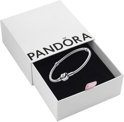 Pandora Moments Logo Barrel Clasp Snake Chain سوار - دلايات لحظات متوافقة - سوار للنساء - هدية لها، مع صندوق هدايا in Saudi Arabia