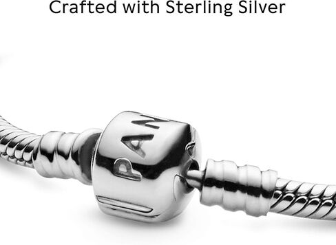 Pandora Moments Logo Barrel Clasp Snake Chain سوار - دلايات لحظات متوافقة - سوار للنساء - هدية لها، مع صندوق هدايا in Saudi Arabia