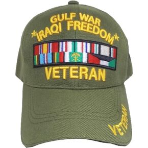 First Military Choice Gulf War Iraqi Freedom Veteran with Ribbons Green Baseball Cap