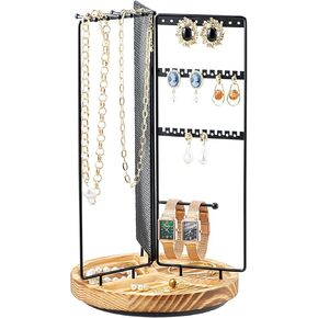 Zhithink 360 Rotating Jewelry Organizer Stand Necklace Organizer Holder, Spinning Necklace Holder Earrings Display Rack Desk Tabletop Jewelry Tower with Necklaces Organizers and Earring Holes in Kuwait