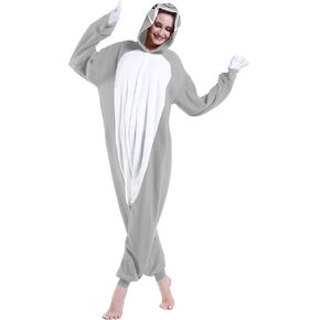 زي الكسل الرمادي من كيدوكسو، بيجامة حيوان الكسلان اللطيفة، أزياء الكسلان اللطيفة للهالوين، أزياء الكريسماس للنساء والرجال، رمادي in Kuwait