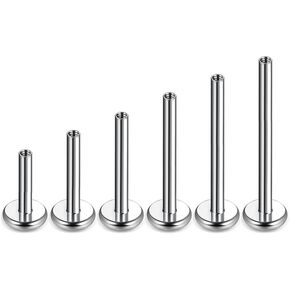 مجوهرات ثقب WOLAYI 16G 6 مم 8 مم للمسطحة، الحلزون، الزنمة، المحارة، الفص، شحمة الأذن - ASTM F136 حلق الغضروف التيتانيوم مسمار مسطح، مجوهرات الجسم المضادة للحساسية مترابطة داخليًا