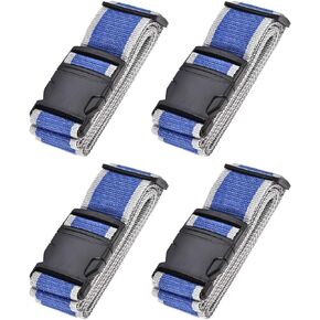 uxcell Luggage Straps Suitcase Belts with Buckle Label, 2x78 2Mx5cm Adjustable PP Travel Bag Packing Accessories, Blue Gray 4Pcs