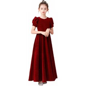 Chifar Girls Velvet ​Dresses Sparkle Prom Long Formal Gown