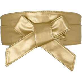 Ayliss النساء لينة بولي Leather الجلود Obi حزام الذاتي التعادل التفاف حزام السرج موضة Bowknot حزام للفستان لفستان بذلة