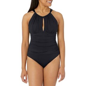 La Blanca Women's Island Goddess High Neck Keyhole One Piece Swimsuit