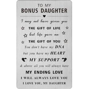 هدايا ابنة الزوجة من HLQYMZ - بطاقة I Love You Bouns Daughter - إلى My Bonus Daughter وعيد الميلاد وعيد الميلاد وبطاقة المحفظة المحفورة in Kuwait