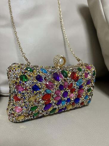 Vgift صندوق كريستال كلاتش، حقيبة يد نسائية مصنوعة من حجر الراين، حقائب سهرة مرصعة بالجواهر in Kuwait