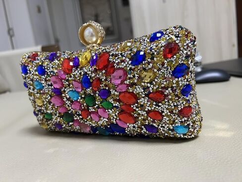 Vgift صندوق كريستال كلاتش، حقيبة يد نسائية مصنوعة من حجر الراين، حقائب سهرة مرصعة بالجواهر in Kuwait