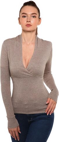 سترة علوية نسائية من AmélieBoutik برقبة على شكل حرف V وخصر إمبراطوري وأكمام طويلة in Kuwait