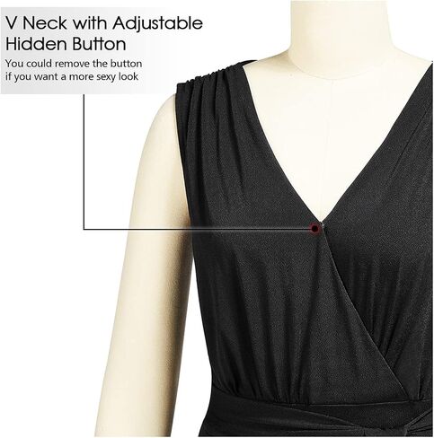 Knitee Women's Sleeveless Deep V Neck Ruched Wide Leg Jumpsuit Long Romper Belt with Pockets in Saudi Arabia