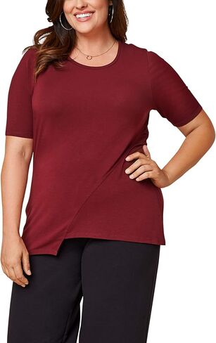 Fruit of the Loom Women's Plus Size Scooped Neck Ruched Top in Saudi Arabia