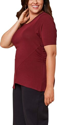 Fruit of the Loom Women's Plus Size Scooped Neck Ruched Top in Saudi Arabia