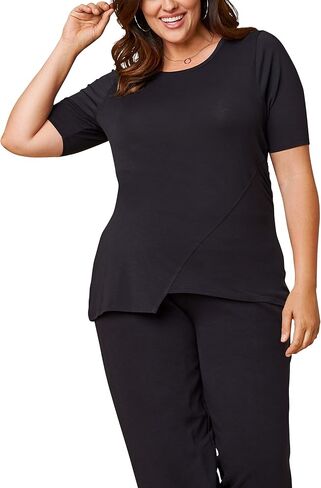 Fruit of the Loom Women's Plus Size Scooped Neck Ruched Top in Saudi Arabia