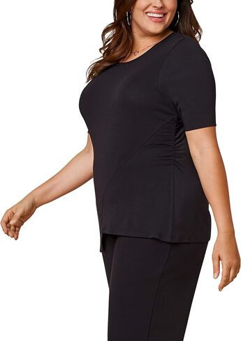 Fruit of the Loom Women's Plus Size Scooped Neck Ruched Top in Saudi Arabia