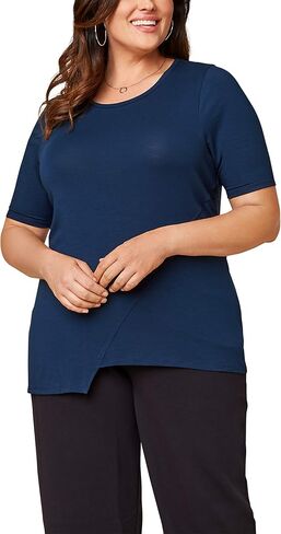 Fruit of the Loom Women's Plus Size Scooped Neck Ruched Top in Saudi Arabia