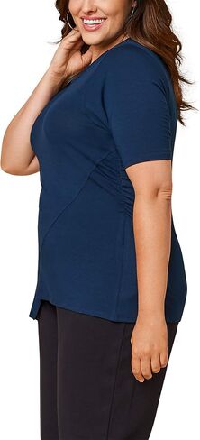 Fruit of the Loom Women's Plus Size Scooped Neck Ruched Top in Saudi Arabia