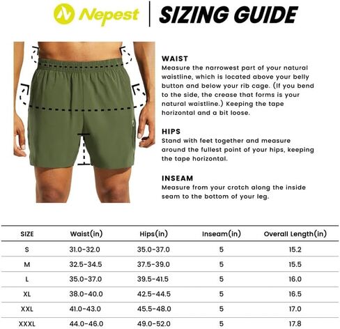 Nepest Men's 5’’ Athletic Running Shorts with Pockets, Lightweight Quick Dry Gym Workout Training No Liner Shorts in Saudi Arabia