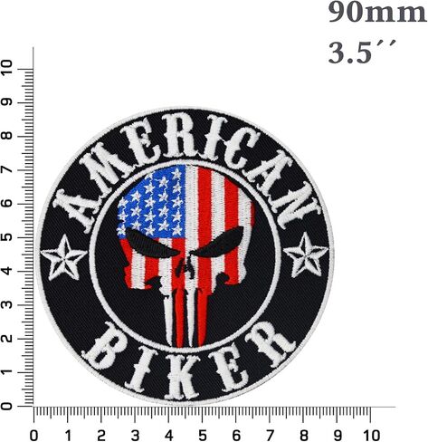 American Biker Patches America Flag US Biker Patches for Leather Vest | Skull Head Morale Patches Iron on | American Patches sew on Motorcycle Accessory | 3.55x3.55" in Saudi Arabia