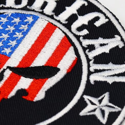 American Biker Patches America Flag US Biker Patches for Leather Vest | Skull Head Morale Patches Iron on | American Patches sew on Motorcycle Accessory | 3.55x3.55" in Saudi Arabia