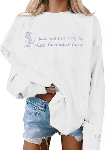 سويت شيرت FAYALEQ Lavender للنساء بلوفر موسيقى الريف هدية للمروحة هوديي كاجوال بأكمام طويلة in Saudi Arabia