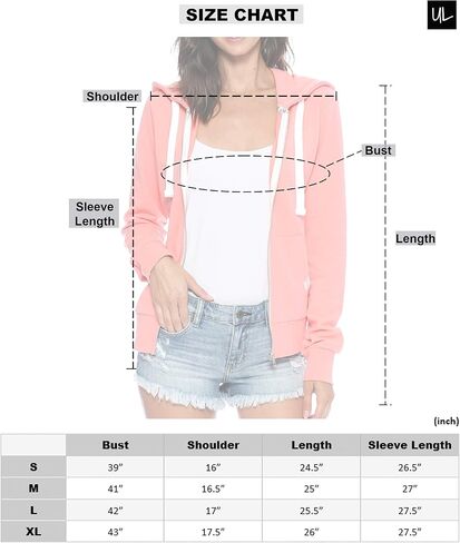 Urban Look Womens Active Long Sleeve Fleece Zip Up Hoodie with Plus Size in Saudi Arabia