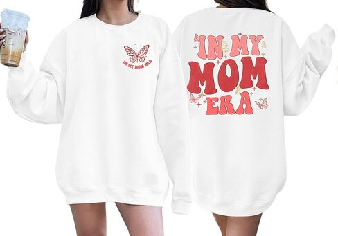 بلوزات نسائية مضحكة من In My Mom Era، سويت شيرت كاجوال مطبوع عليه حروف وأكمام طويلة، بلوفرات علوية in Saudi Arabia