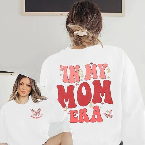 بلوزات نسائية مضحكة من In My Mom Era، سويت شيرت كاجوال مطبوع عليه حروف وأكمام طويلة، بلوفرات علوية in Saudi Arabia